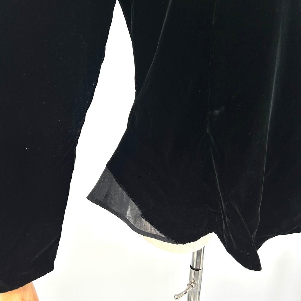 Vintage 80s Black Velvet Puff Sleeve Romantic Goth Evening Blouse - Picture 4 of 7